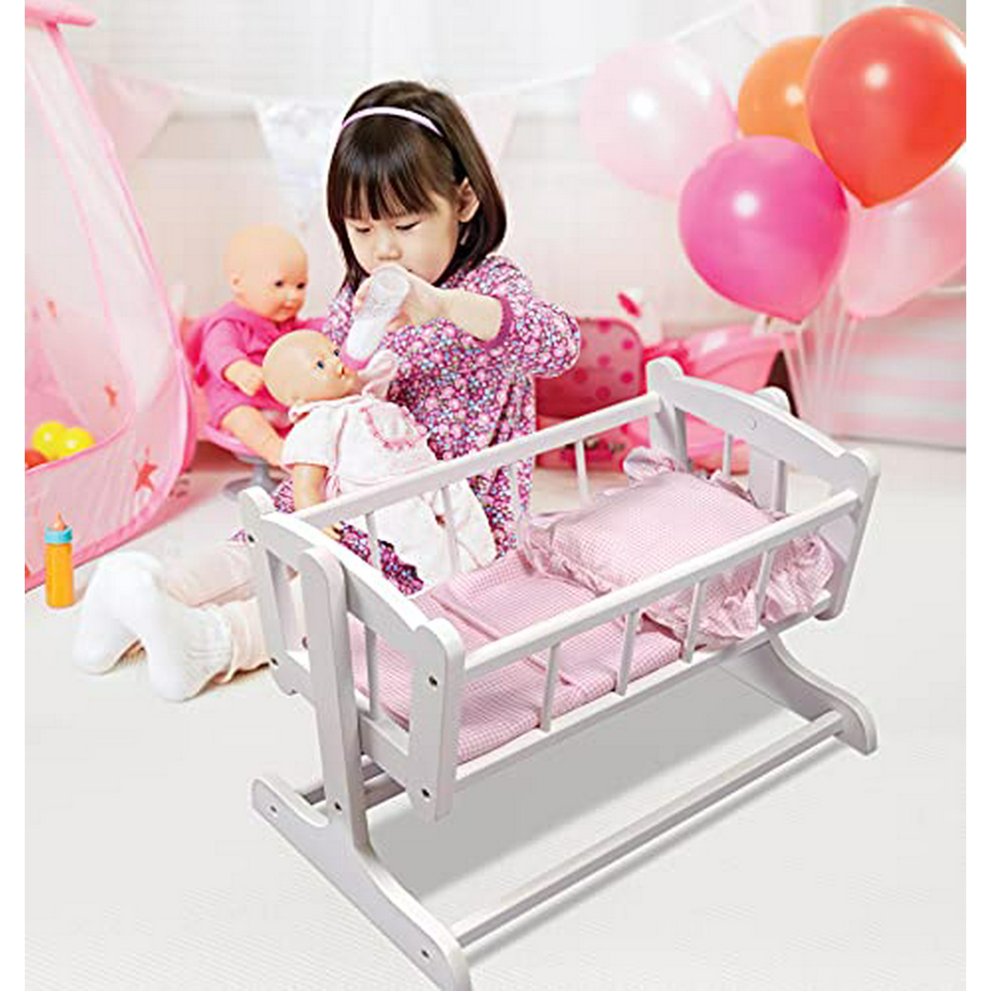 Badger Basket Heirloom Style Doll Cradle with Blanket Pillow fits American Girl Dolls Walmart
