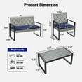 thumbnail image 3 of Patio Furniture Sets 4-Piece Patio Furniture Set Outdoor Balcony Porch Garden Backyard Lawn Furniture Gray Acacia Wood Table Top, Blue Cushion and Light Gray rattan,Outdoor Furniture Sets, 3 of 17