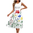 thumbnail image 3 of Yievot Summer Dresses for Women Casual Sleeveless Midi Dress Pleated Flowy Tshirt Sundress Floral Print Cute Dress, 3 of 6