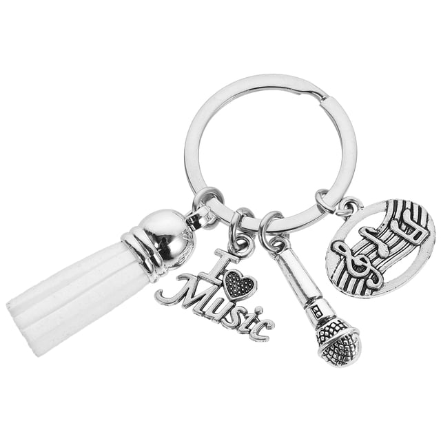SHISUYAN Microphone Keychain Music Keychain Singer Keychain Musical Note Keychain Key Ring Pendant