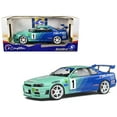 thumbnail image 3 of Diecast Nissan Skyline GT-R (R34) #1 Hironori Takeuchi - Yuji Tachikawa "Falken" JGTC (Japan Grand Touring Championship) (2001) "Competition" Series 1/18 Diecast Model Car by Solido, 3 of 5