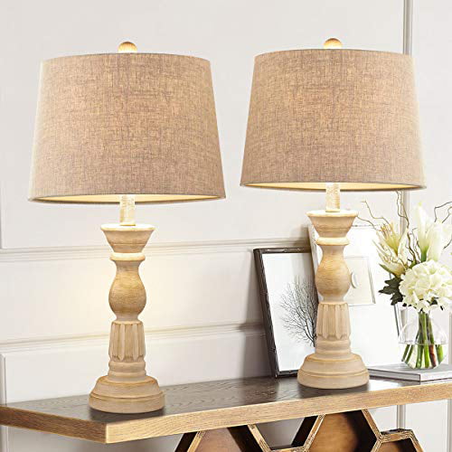 Oneach Rustic Table Lamps Set of 2 for Living Room Bedside Desk 