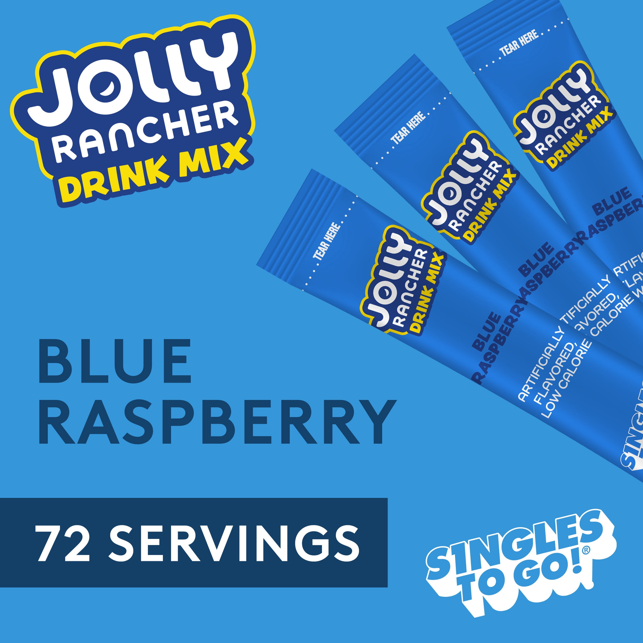 Jolly Rancher Rancher Singles To Go Water Drink Mix, Blue Raspberry, 12 Boxes With 6 Packets Each