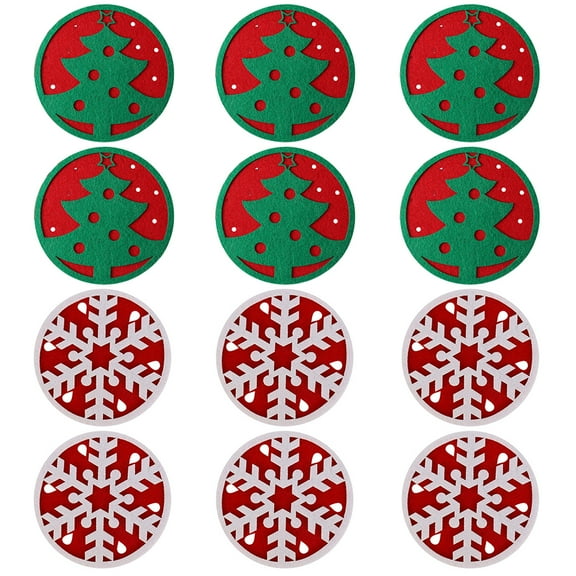 Gymnture christmas 12pcs Christmas Coasters Felt Snowflake Cup Mat Xmas Ornaments (Red Green)