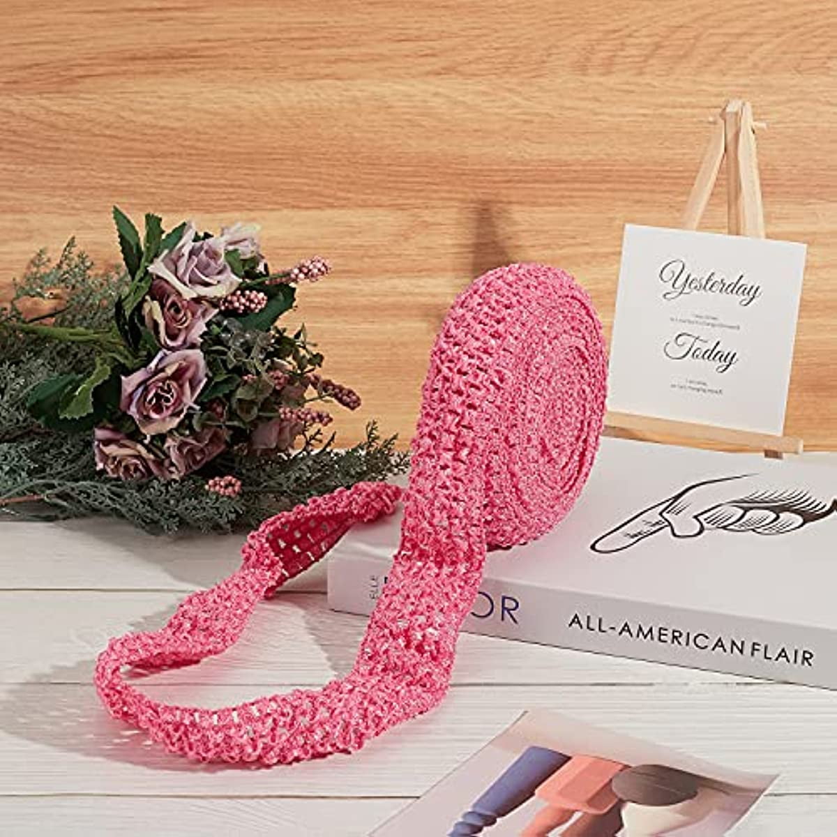 5.5 Yards 4.41 Inch Wide Elastic Band White Stretch Polyester Fabric Ribbon  Crochet Headband 