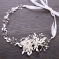 thumbnail image 2 of Joya para la cabeza hecha de flores y hojas para mujeres y niñas - Accesorio de boda con cuentas - plata brillar Electrónica, 2 of 5