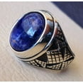 thumbnail image 3 of Sodalite Mans Ring, Natural Blue Sodalite, Unisex Ring, Oxidized Silver Jewelry, 925 Silver Ring, Birthday Gift, Heavy Men Ring, Arabic Design, Ottoman Style Ring, Christmas, Turkey Mens Signet Ring, 3 of 5