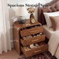 thumbnail image 5 of Vintagearth Nightstand Set of 2, 26.7" Tall Modern Curved Bedside Table, FSC-Certified Wood End Table, 3 Drawer Storage, Dark Burl, 5 of 10
