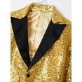 thumbnail image 5 of iiniim Kids Boys Shiny Sequins Tuxedo Suit Jacket Coat for Halloween Party Festival Dance 6-16 Gold 8, 5 of 7