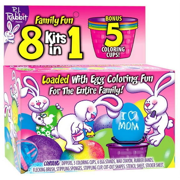 Easter Unlimited 8 in 1 Dye Egg Decorating Kit Unisex, Adult 18-64, Multi-Color