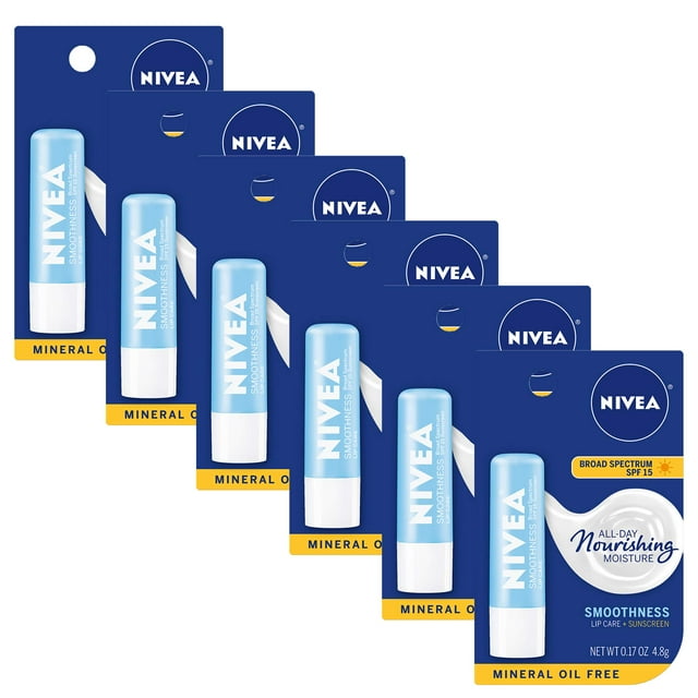 Cuidado labial NIVEA Smoothness SPF 15 con manteca de karité y aloe, paquete de 6