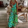 thumbnail image 4 of Neon Leopard Print Vibrant Pattern Sleeveless Dress Loose Women's Dress Dresses Luxury Evening Dresses, 4 of 9