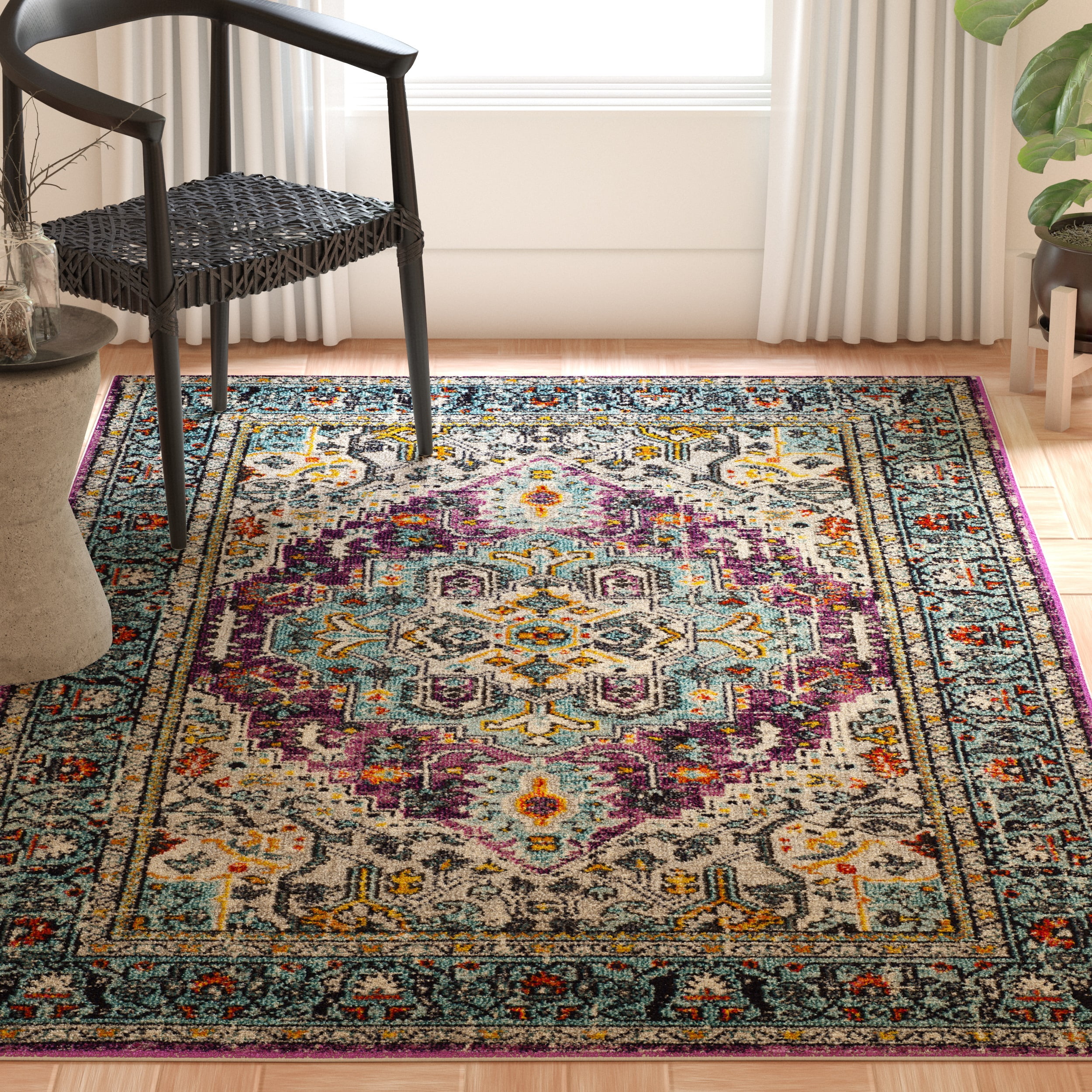 SAFAVIEH Monaco Durward Oriental Area Rug, Violet/Light Blue, 9' x 12'