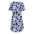 thumbnail image 7 of Nmnitkp Dresses for Women Casual Summer T-Shirt Dress, V-Neck Short Sleeve Empire Waist Loose Fit Flowy Mini Dress with Pockets, Solid Color for Everyday & Vacation Wear Blue,XL, 7 of 7