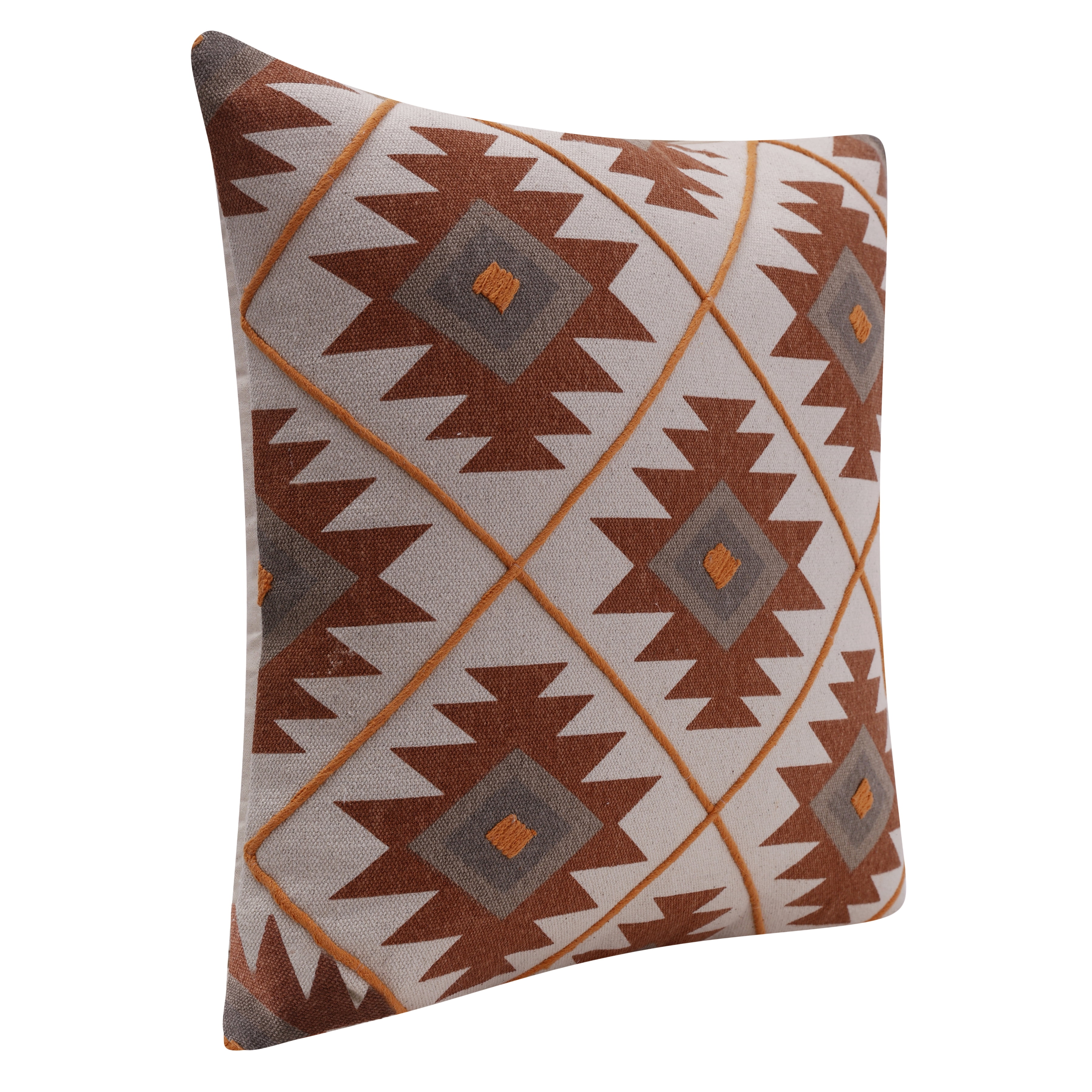 Harlow Hill 20" x 20" Rust/Off-White Geometric Cotton Adult Decorative Throw Pillow Cover