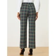 thumbnail image 4 of Pantalones a cuadros casuales para mujer, bolsillos, pierna recta, trabajo, oficina, pantalones Azul Verde S, 4 of 6