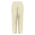 thumbnail image 3 of Women's cotton and linen long pants, stretch high-waisted straight leg casual pants, pants, 3 of 9