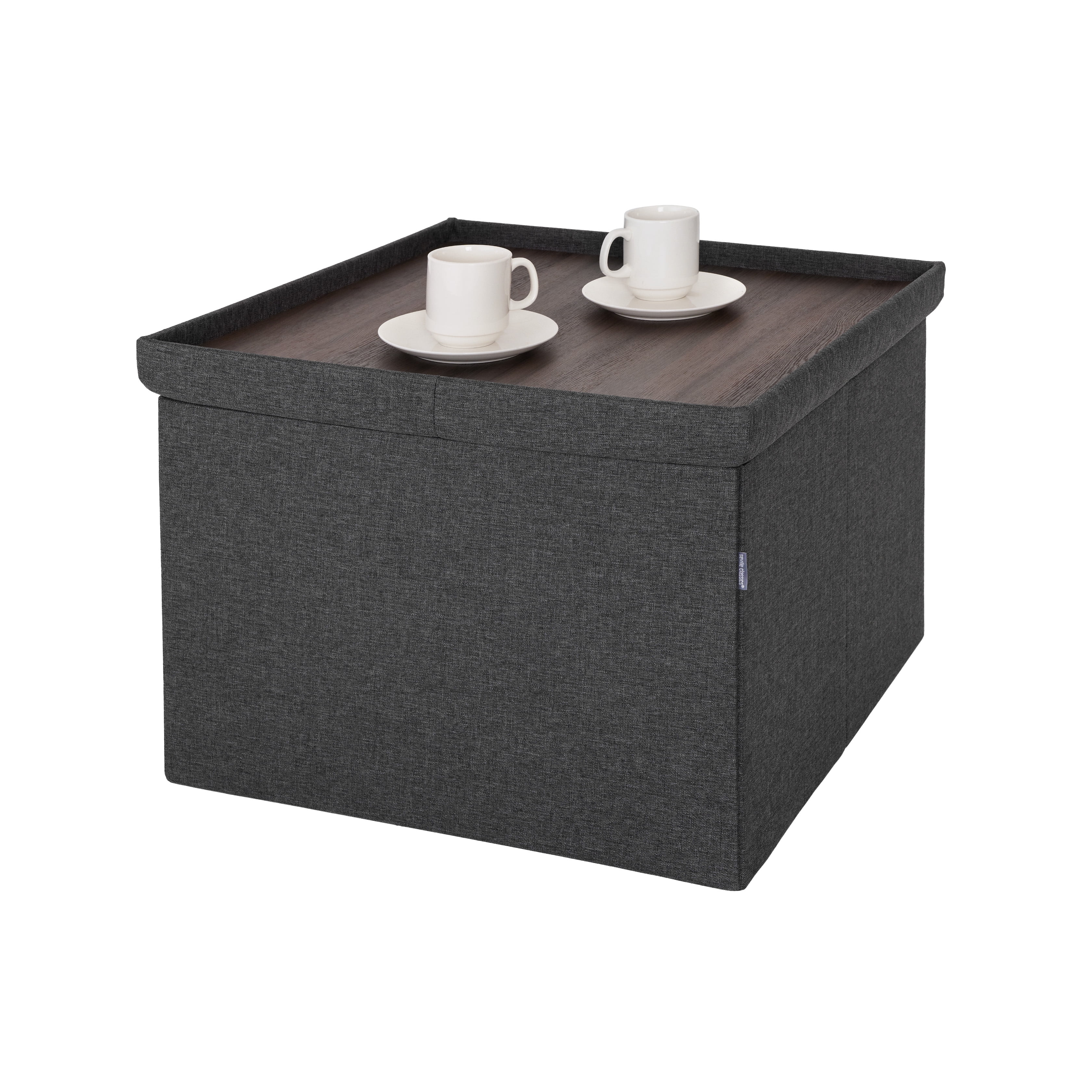 Seville Classics 30" White Boucle Storage Ottoman Bench - Cushioned Lid, Foldable Frame, Footrest