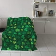 thumbnail image 3 of Super Soft Cozy Flannel Fleece Blanket St. Patrick''s Day Lightweight Comfy Throw Blanket for Bed/Couch/Sofa/Camping- Green Lucky Shamrocks Irish Clover 39 x 49 Inche, 3 of 6