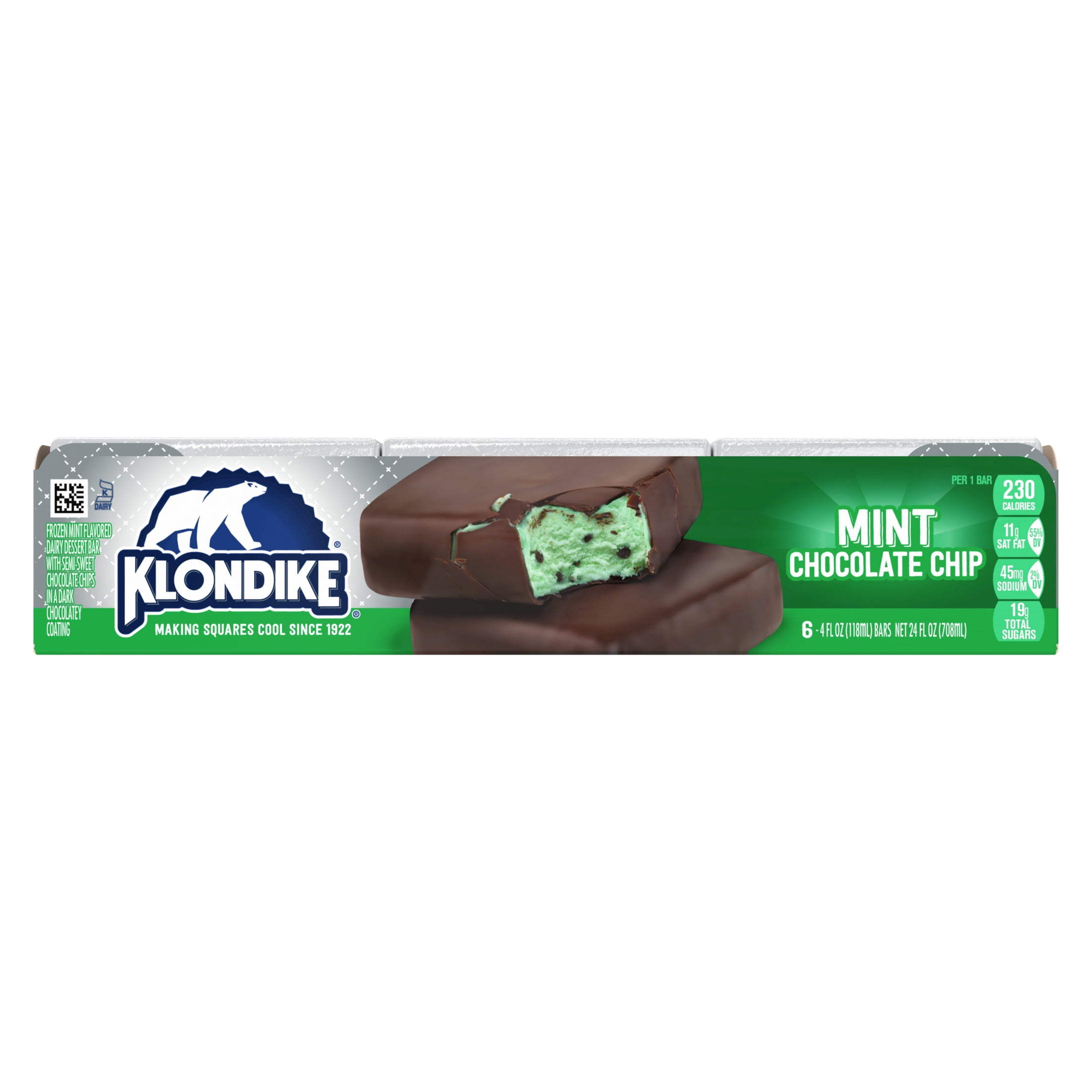 Klondike Mint Chocolate Chip Ice Cream Sandwiches Frozen Desserts, 6 Count