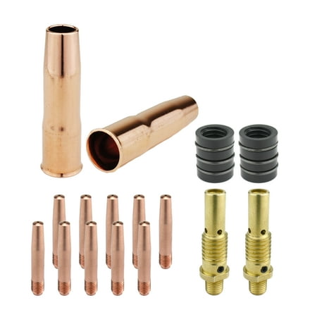 

MIG Gun Consumables Kit - Compatible with Lincoln/Magnum 200 & 250 and Tweco #2 - 52 Diffuser - 32 Insulator - Tapered Tip: 0.030 - 22 Nozzle: 1/2