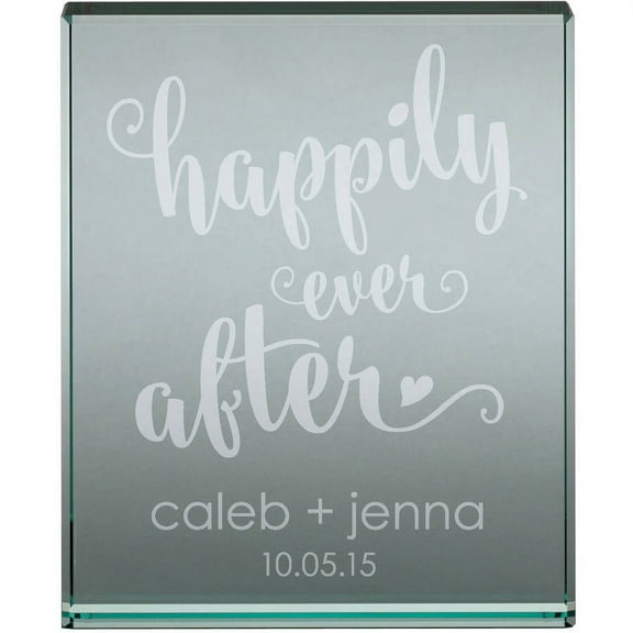 Personalized Happily Ever After 4" x 5" Glass Keepsake