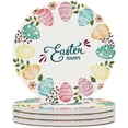 thumbnail image 2 of SKYSONIC Round Drink Coasters 1 Pcs Happy Easter Eggs Wreath Absorbent Ceramic Coaster with Cork Base for Coffee Cups Housewarming Gift for Home Decor, 2 of 6