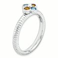 thumbnail image 3 of Sterling Silver Stackable Expressions Blue Topaz & Citrine Flower Ring Size 8, 3 of 3