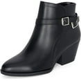 thumbnail image 3 of Chariot & Co Mesa Women's Pointy Toe Western Stitch Double Buckle Ankle Boots, Black, 7.5, 3 of 6