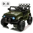 thumbnail image 1 of 12V Kids Ride-On Truck - Green Electric Toy Car with Remote Control for Ages 3-8, Featuring 2WD, Spring Suspension, LED Lights & Music, Battery Display Included, 1 of 13