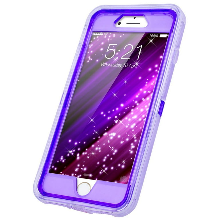8 Glitter IPhone Case Holster Defender 7 With For Sparkling Heart Tough / Clip IPhone Purple Apple Liquid Transparent