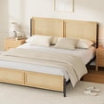 thumbnail image 1 of Boho Queen Size Bed Frame with Natural Rattan Headboard and Footboard, Wooden Queen Platform Bed No Box Spring Needed, Noise-Free Easy Assemble Metal Bedframe, 1 of 7