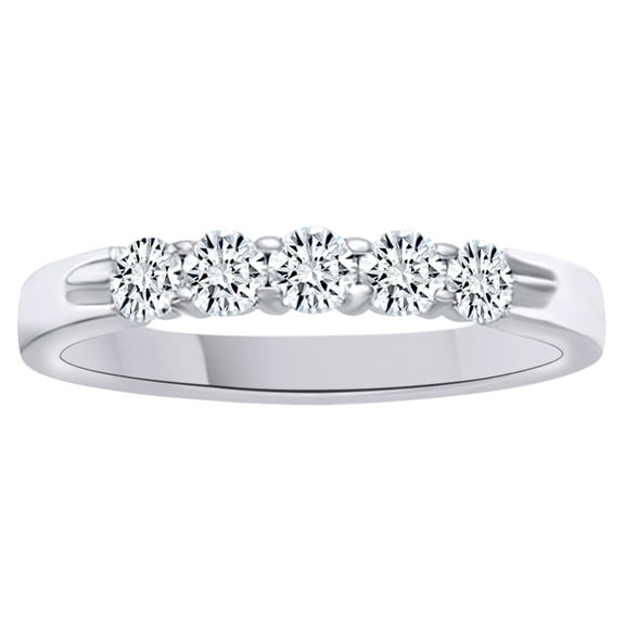 AFFY White Natural Diamond Five Stone Anniversary Ring In 14k White Gold (0.5 Cttw)