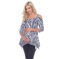 thumbnail image 1 of MTRPS1305-02-1XL Navy Maternity Plus Size Printed Cold Shoulder Tunic - Size 1X, 1 of 1