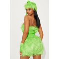 thumbnail image 4 of Vestido de Navidad sexy y peludo para mujer, disfraz de monstruo peludo verde de Papá Noel para Halloween para adultos, 4 of 5