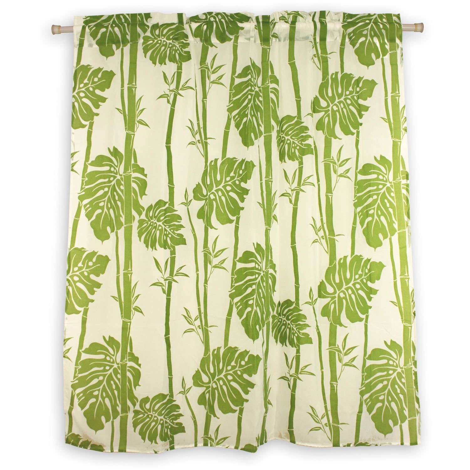 Hawaiian Sheer Window Curtain in Monstera Leaf Design Sage, 56" x 60