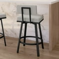 thumbnail image 5 of Amisco Staten 26 In. Swivel Counter Stool - Light Grey Polyester / Black Metal, 5 of 9