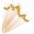 thumbnail image 1 of Palillos de dientes Palillos de madera hechos a mano Palitos ecológicos Cócteles Aperitivos Frutas Postres Suministros para fiestas: dorado, perlas doradas, palitos de bambú Cuentas doradas Cuentas plateadas Decoración de palos ER, 1 of 5