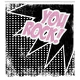 thumbnail image 2 of Ambesonne You Rock Shower Curtain, Halftone Style Text Bubble, 69"Wx70"L, Pale Pink Charcoal Grey, 2 of 2
