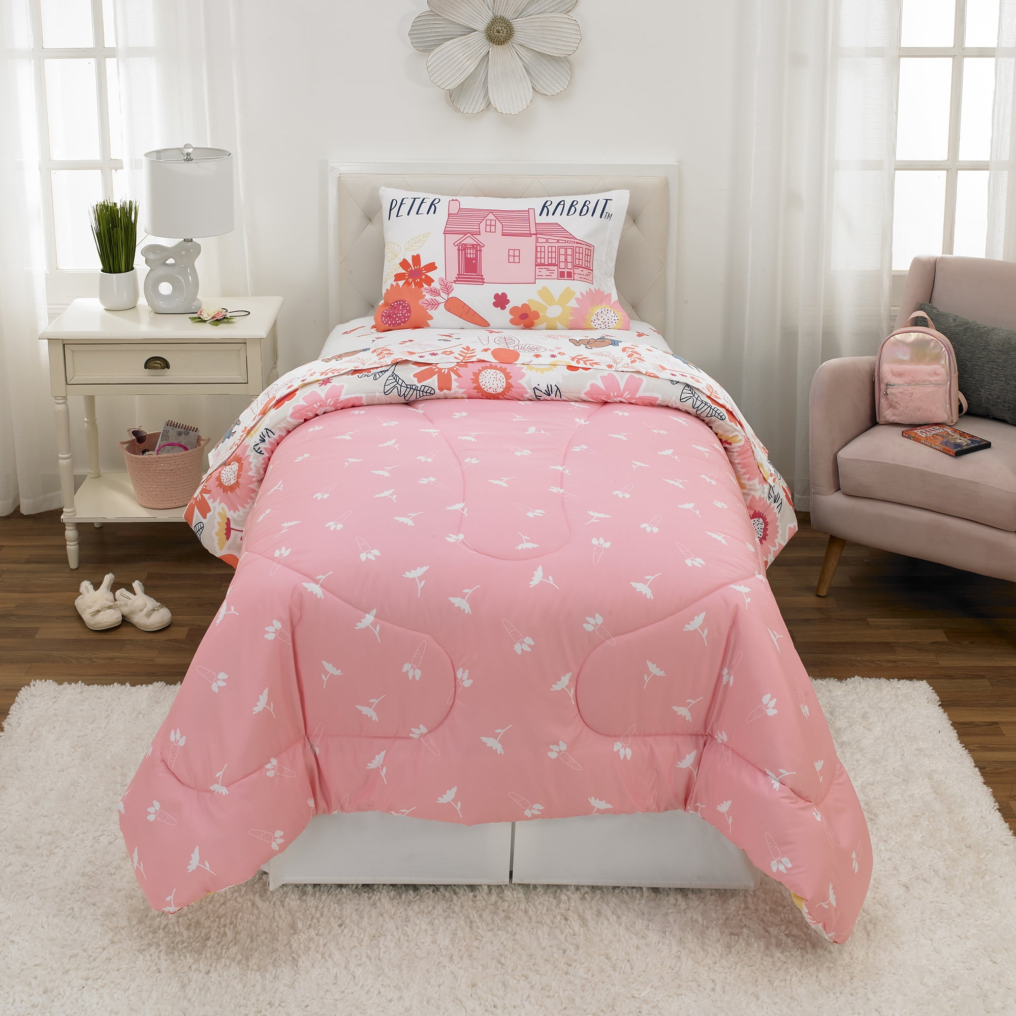 peter rabbit cot bedding pink