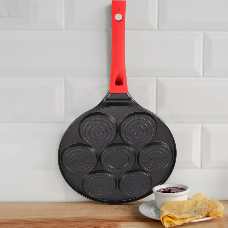 KRETAELY Nonstick Pancake Pan Pancake Griddle with 7-Hole Design Mini Pancake Maker with PFOA Free Coating-Black