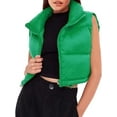 thumbnail image 2 of Women's Winter Cropped Puffer Vest Crop Jackets For Women Full Zip Stand Collar Padded Lightweight Outwear Vest, 2 of 12