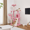 thumbnail image 4 of Yaheetech 62.9" Multi-Level Cat Tree with Condo, Hammock, Basket & Scratching Ramp, Pink, 4 of 7