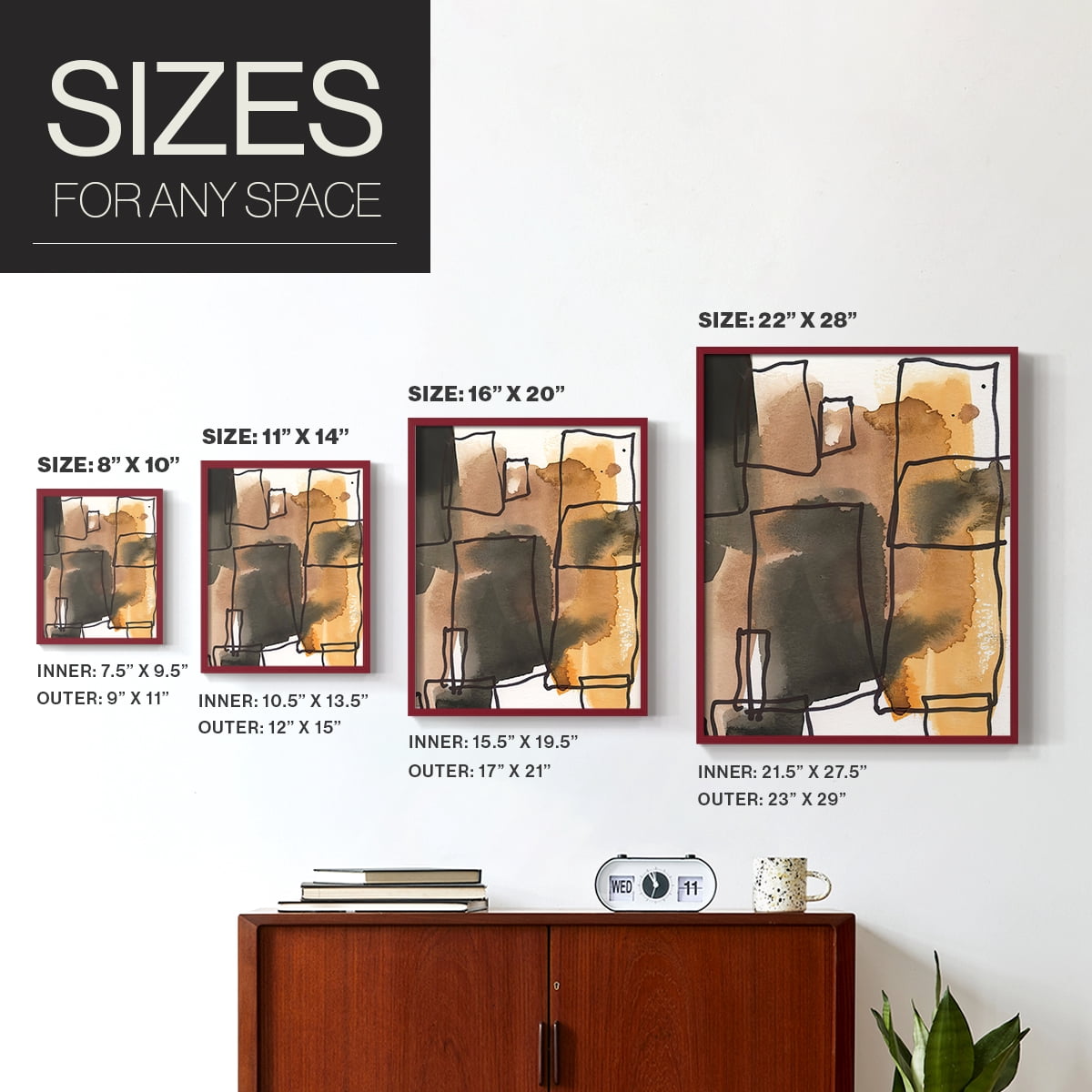 Retro Vibe I in Red Solid Wood 8 x 10 Framed Print