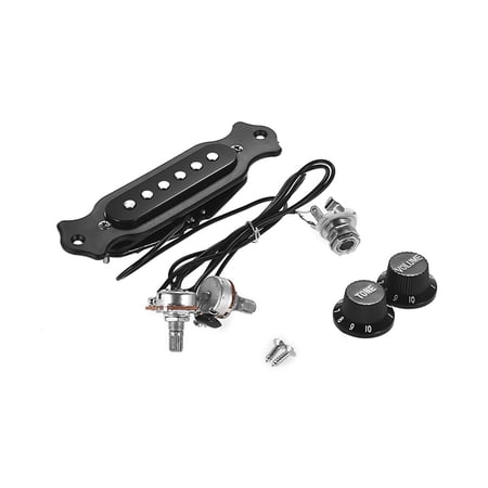 Suodoka Guitar Copper Single Magnetic Coil Noiseless Acoustic Guitar Pickup With Volume Tone Control, Mounting Screws And Knobs Set For Folk Electric String Instruments, Black