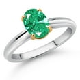 thumbnail image 2 of Gem Stone King 925 Sterling Silver and 10K Yellow Gold Green Zirconia Solitaire Engagement Ring for Women (1.21 Cttw, Oval 8X6MM, Gemstone Birthstone, Size 5), 2 of 4