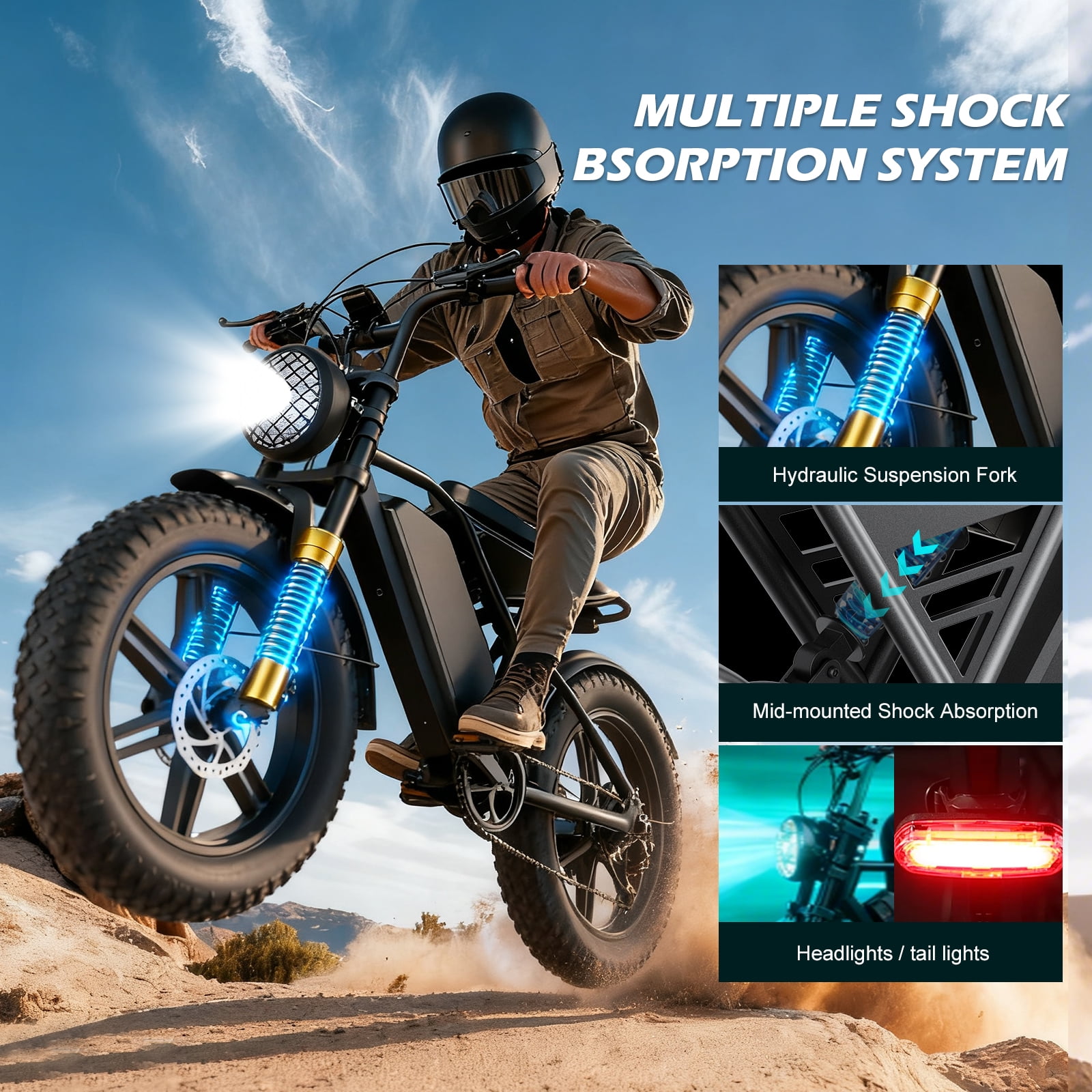1000W Motor Electric Bike for Adults, 20"x4" Fat Tire,48V/20AH Ebike UL2849