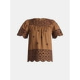 thumbnail image 6 of Time and Tru Women's Cotton Eyelet Top with Short Sleeves, Sizes XS-XXXL, 6 of 6