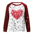 thumbnail image 4 of Penkiiy Ladies Round Neck 2025 Shirt Loose Long Sleeve Comfy Tshirt Valentine's Day Slim Plus Size Love Heart Printed Tops 3XL Red, 4 of 5