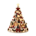 thumbnail image 2 of Illuminated Christmas Town Tree Tabletop Ornament Lighted Village Scene with Church Snowmen Bows and Warm Built In Lights, 2 of 9
